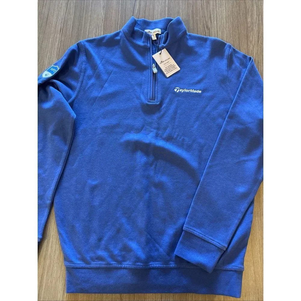 PETER MILLAR Crown Confort‎ TaylorMade Logo Sz Small Quarter-Zip Blue Color NFC